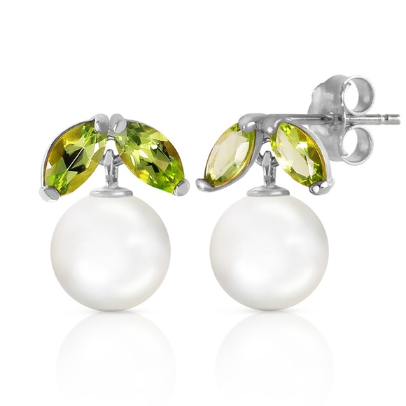 Galaxy Gold Products Jewelry - 14K. SOLID GOLD STUD EARRING WITH PEARLS & PERIDOT
